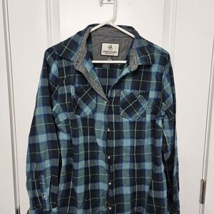 Legendary Whitetails Men's Green and Blue Checkered Shirt XL
